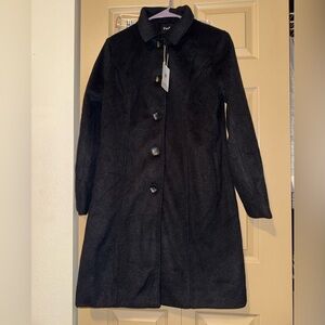 Classic Women's Black Pea Coat - Size Medium